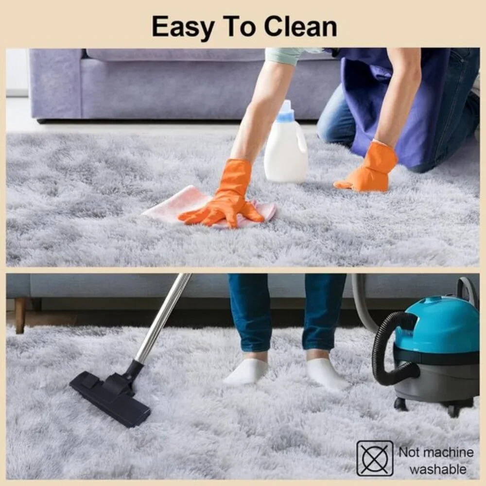 New 8x10 Grey Tie-Dye Area Rug, Fluffy Non-Slip Shag Carpet for Living Room